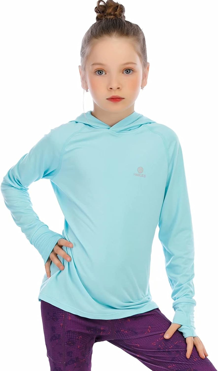 Thumbnail 6 de HMILES Girls UV Long Sleeve Running Tops with Thumbholes – Lightweight UPF 50+ Hooded Shirt for Kids