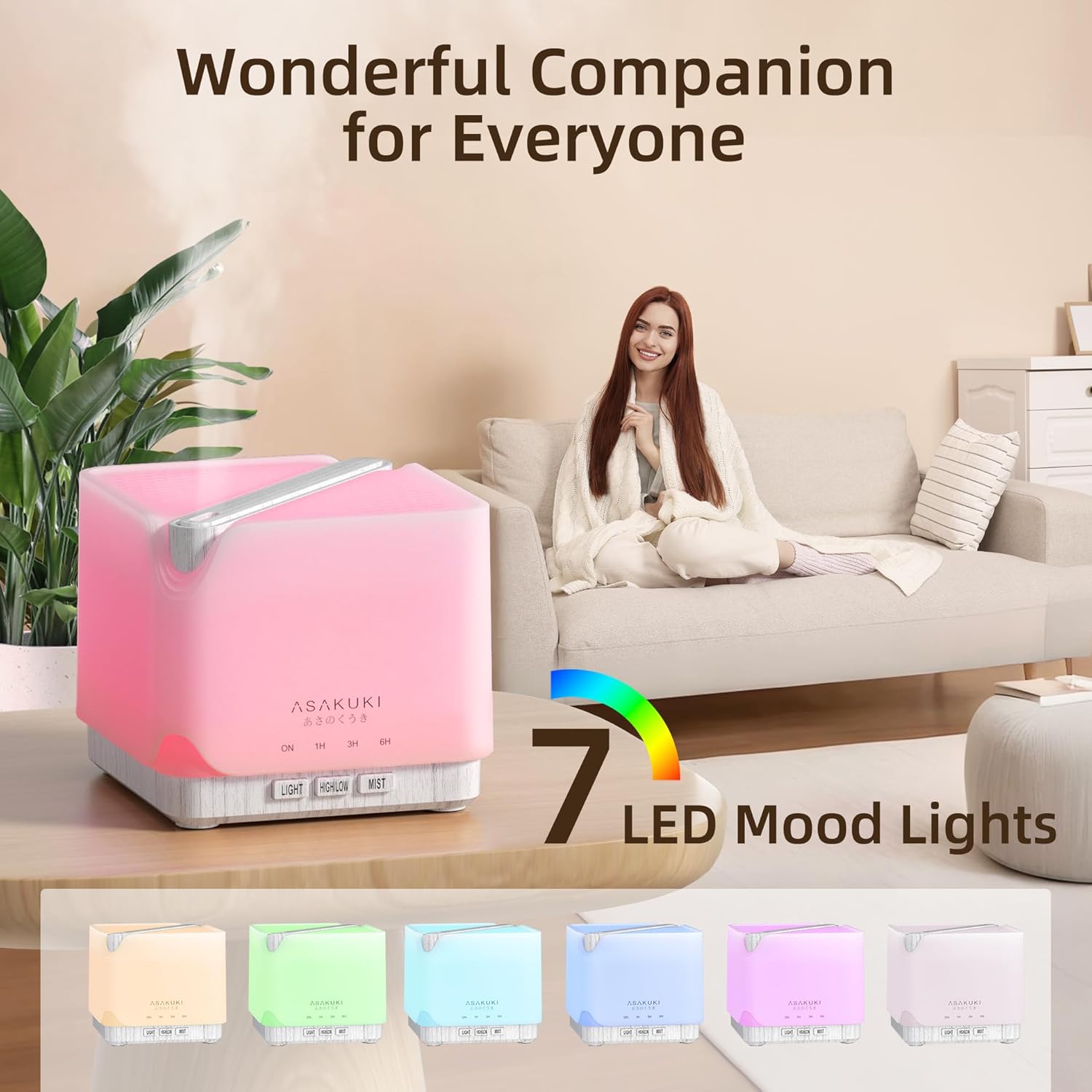 Detalle 2 de ASAKUKI AD004DE 700 ml Ultrasonic Essential Oil Diffuser and Humidifier