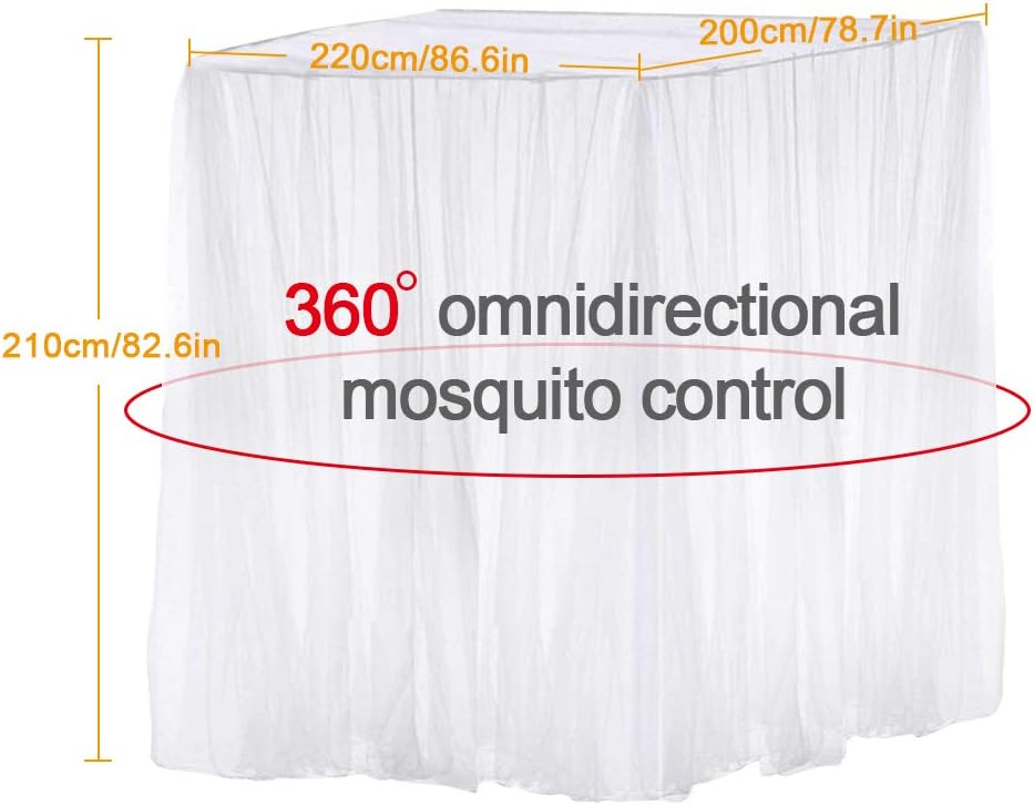 Thumbnail 6 de Opamoo Moskitonetz für Doppelbett & Einzelbett – feinmaschiges Fliegennetz (200 x 220 x 210 cm), weiß