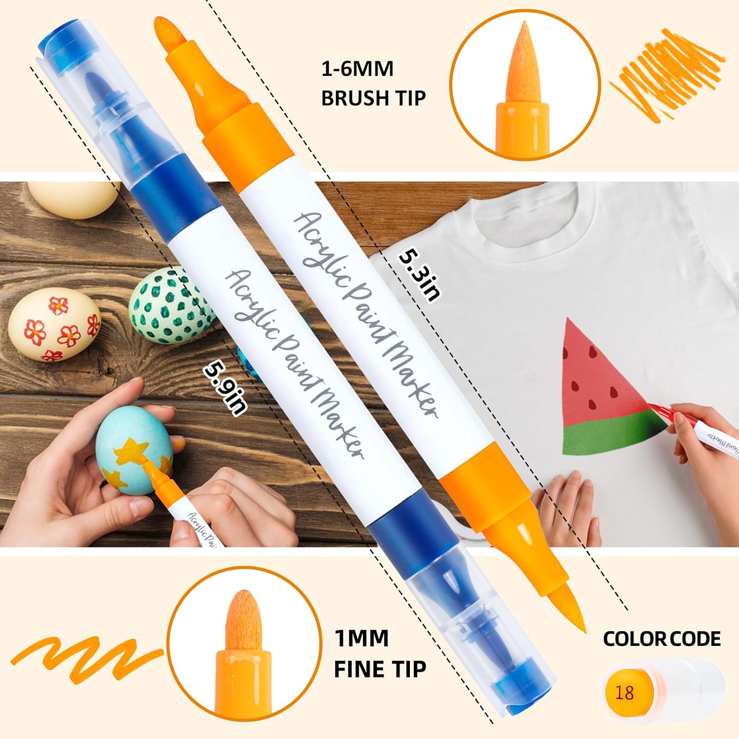 Thumbnail 1 de AEDAGA 100 Colours Numbered Acrylic Paint Pens with Free App – Dual Tip Markers for Creative Versatility