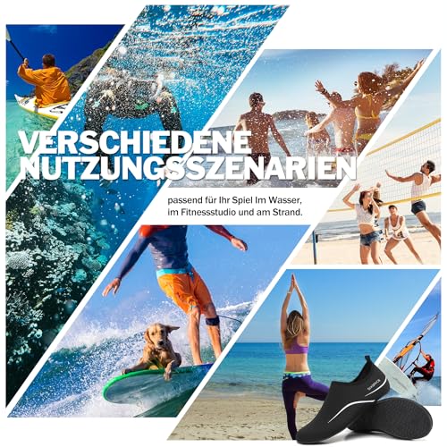 Thumbnail 7 de Sixspace Badeschuhe Damen & Herren Wasserschuhe Schwarz, Größe 37 EU – flexibel, schnell trocknend
