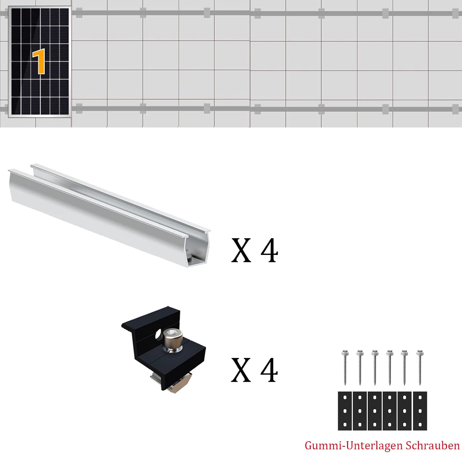 Detalle de Solarmodul Halterung für Flachdach & Trapezdach – Montage-Set mit verstellbarer Klemme (AL6005-T5) für 30–35 mm Module