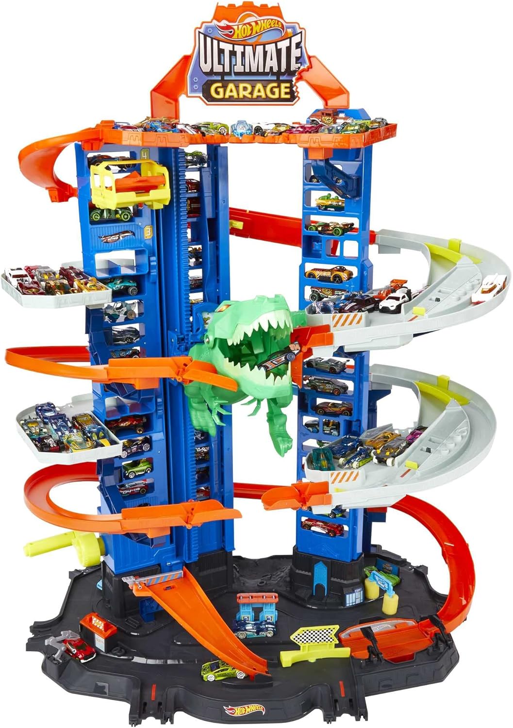 Thumbnail 6 de Hot Wheels Ultimate Garage City Vs Robo Beasts – Garage géant avec piste multi-niveaux et T-Rex robot (GJL14)
