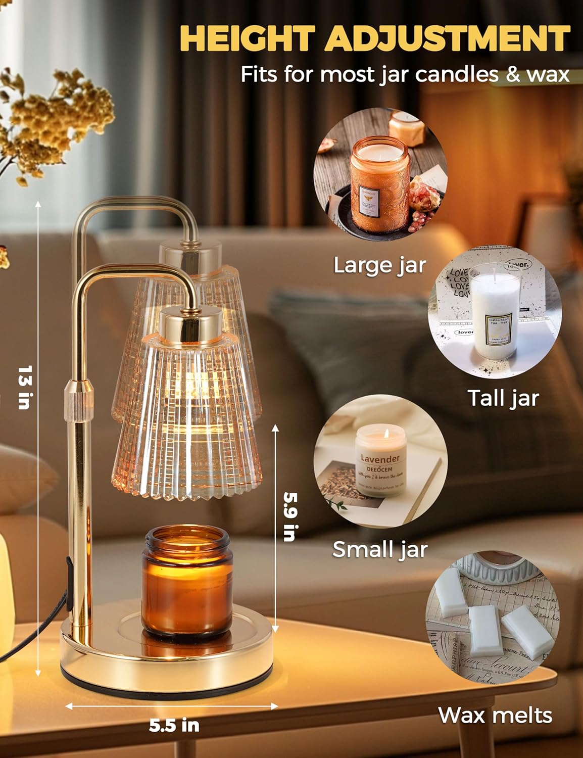 Thumbnail 4 de GODONLIF Candle Warmer Lamp with Timer & Dimmable Bulbs
