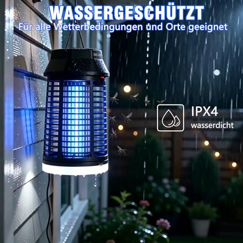 Detalle de Loowoko Insektenvernichter elektrisch mit 3 m Verlängertem Kabel – 4200V, LED-Licht, IPX4
