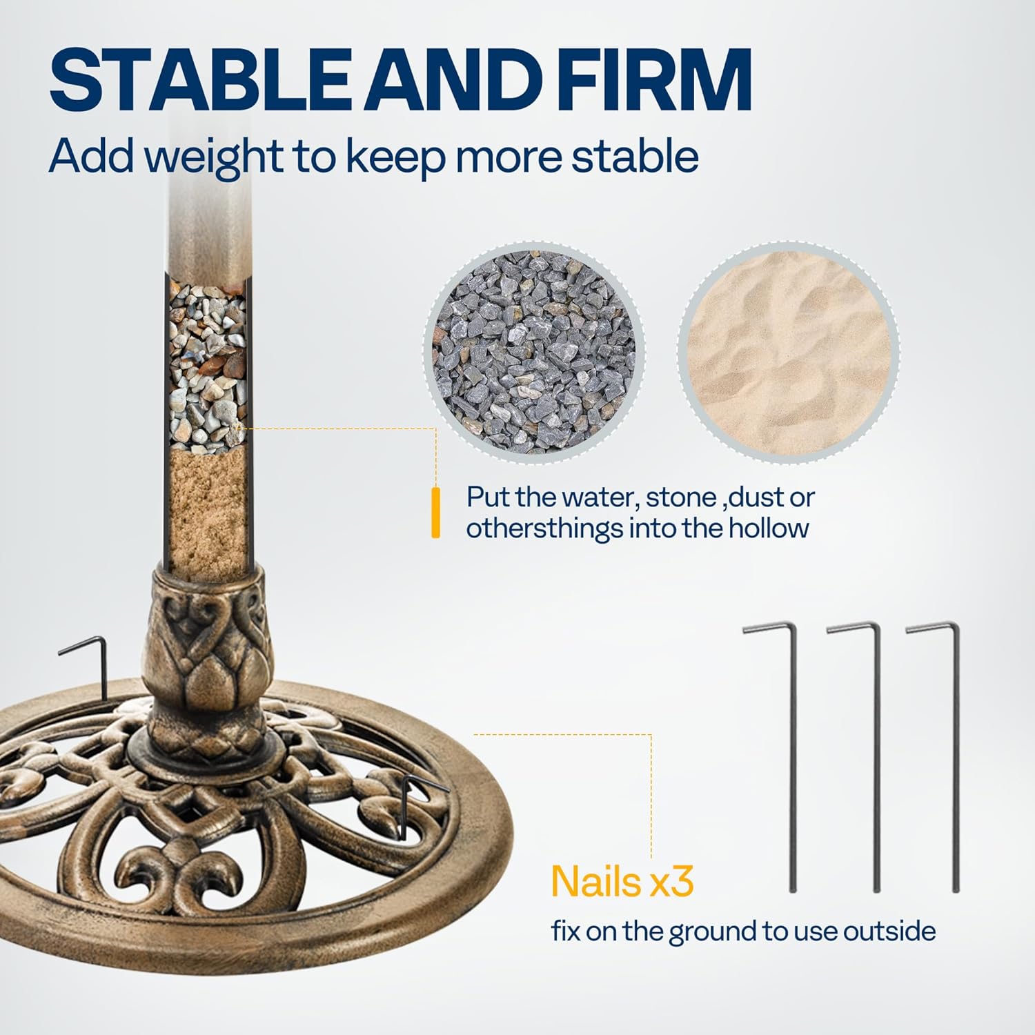 Thumbnail 3 de VIVOHOME garden birdbath stand with copper-tone polyresin bowl, 71 x 50 x 50cm
