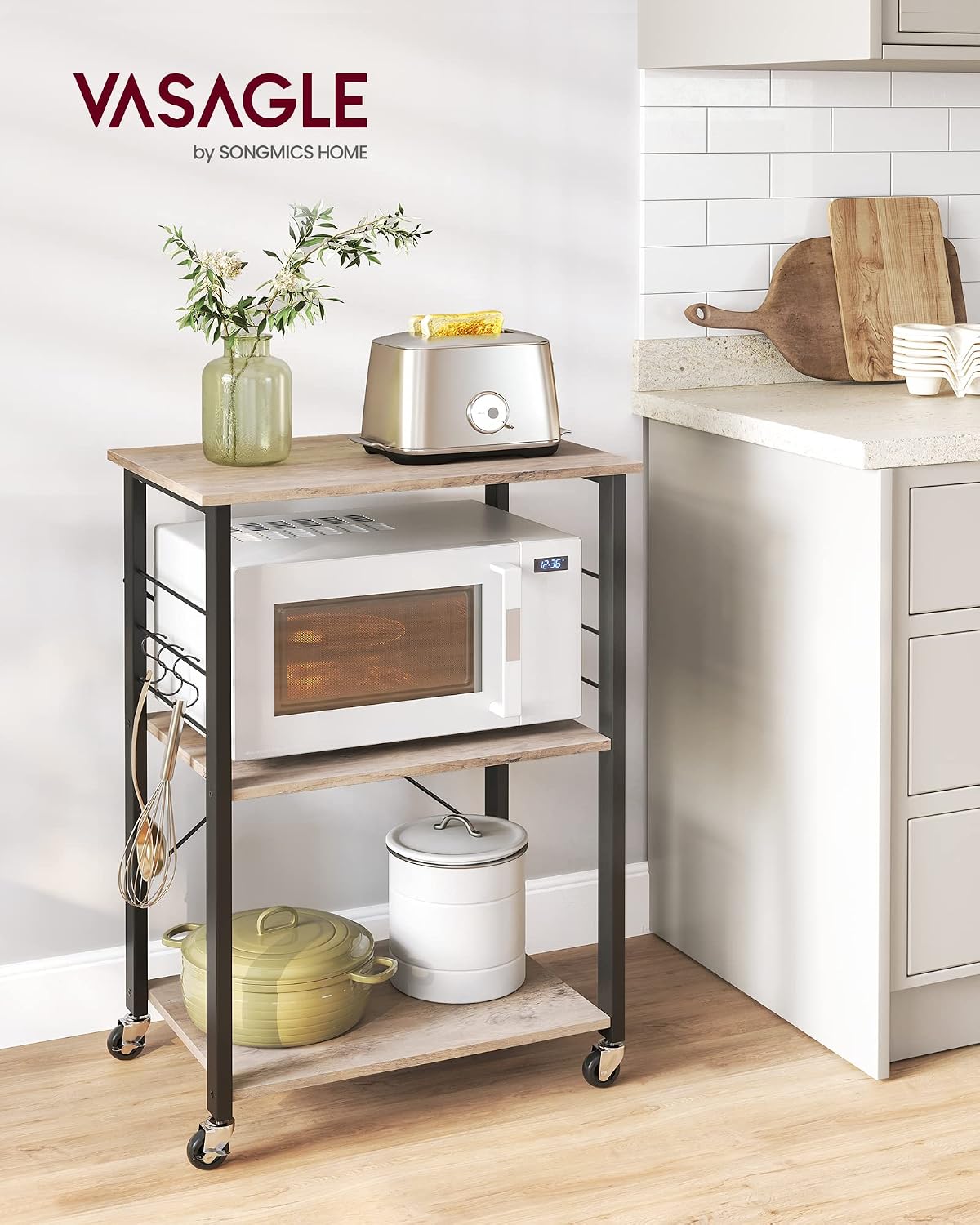 Detalle de VASAGLE KKS060Y09 carrello da cucina 40 x 60 x 89