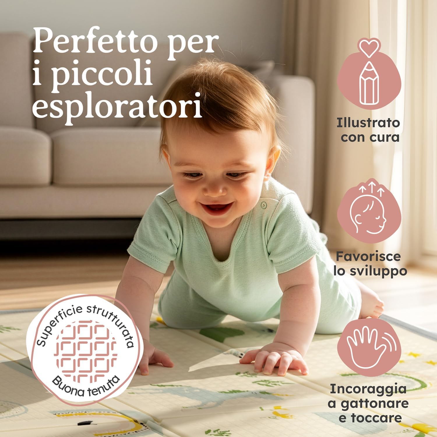 Thumbnail 5 de Laleni tappeto gioco bambini pieghevole 120x150x1cm impermeabile e isolante con design arcobaleno