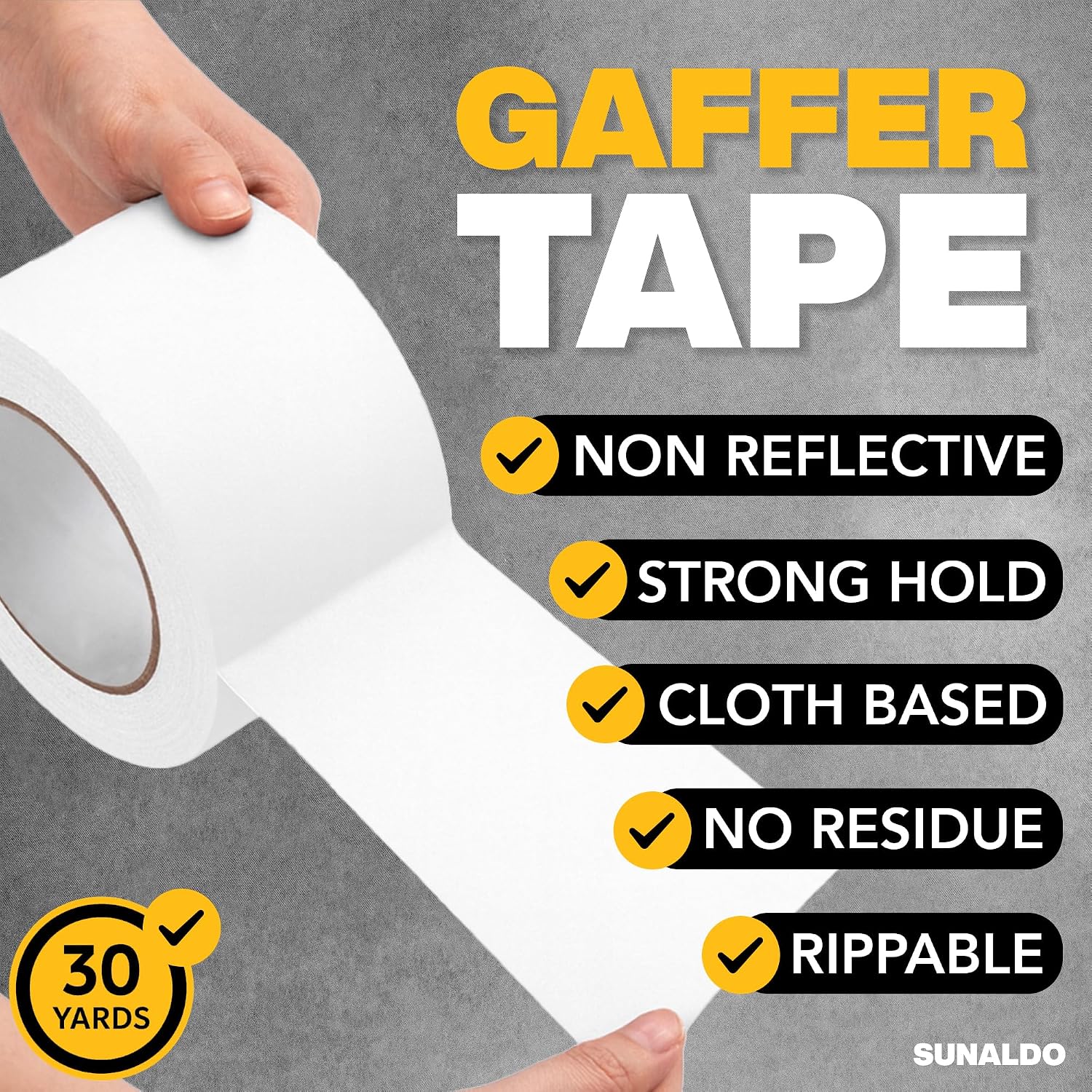Detalle de SUNALDO Gaffers Tape, White Matte Nonreflective Cable and Floor Tape