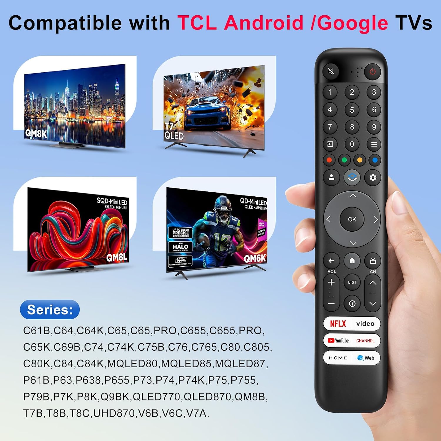 Thumbnail 2 de Universal TCL Remote Control Replacement with 6 Shortcut Keys