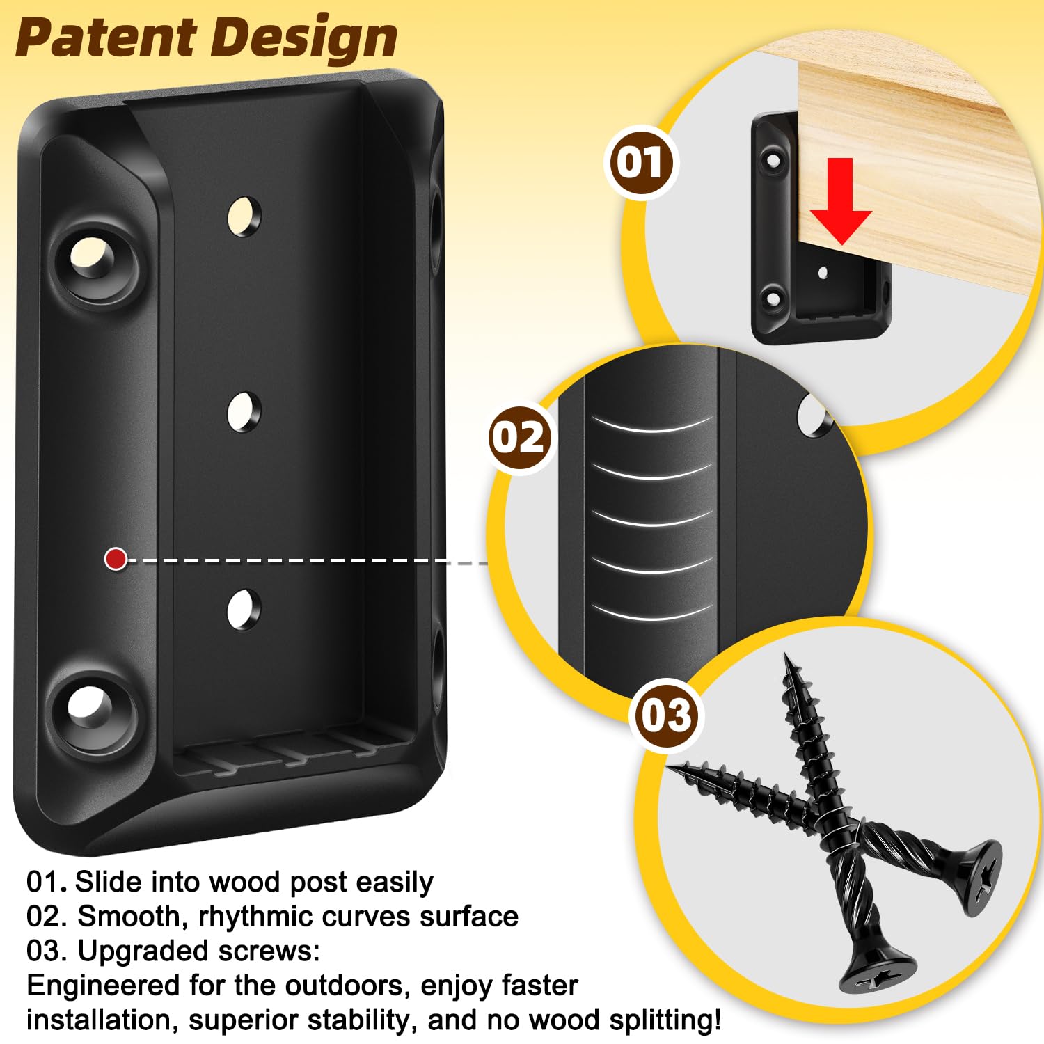 Detalle de Toscoco T-BBC-091204 Deck Railing Brackets for 2×4 Wood, Nylon 66, Black