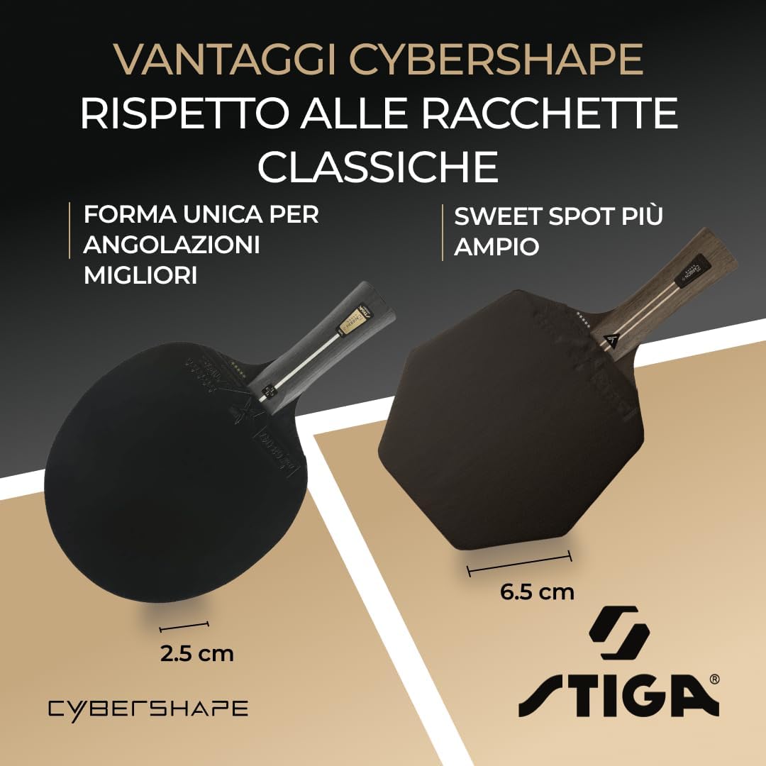 Detalle 2 de STIGA Cybershape Pro Carbon+ racchetta da tennis tavolo a stile offensivo (ITTF) con forma esagonale