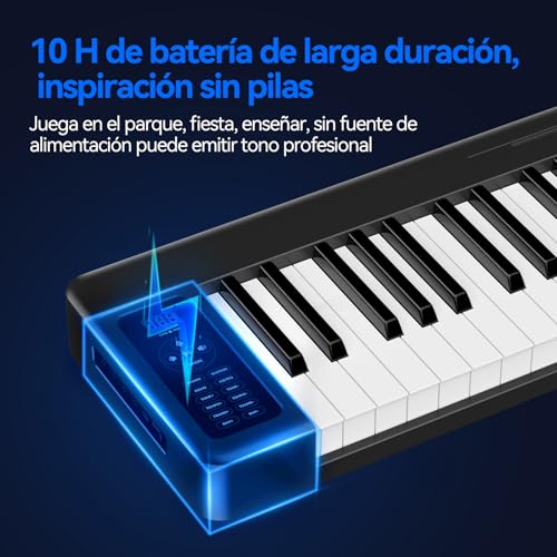 Detalle de Rhymo Teclado Piano Plegable de 61 Teclas con Bluetooth MIDI