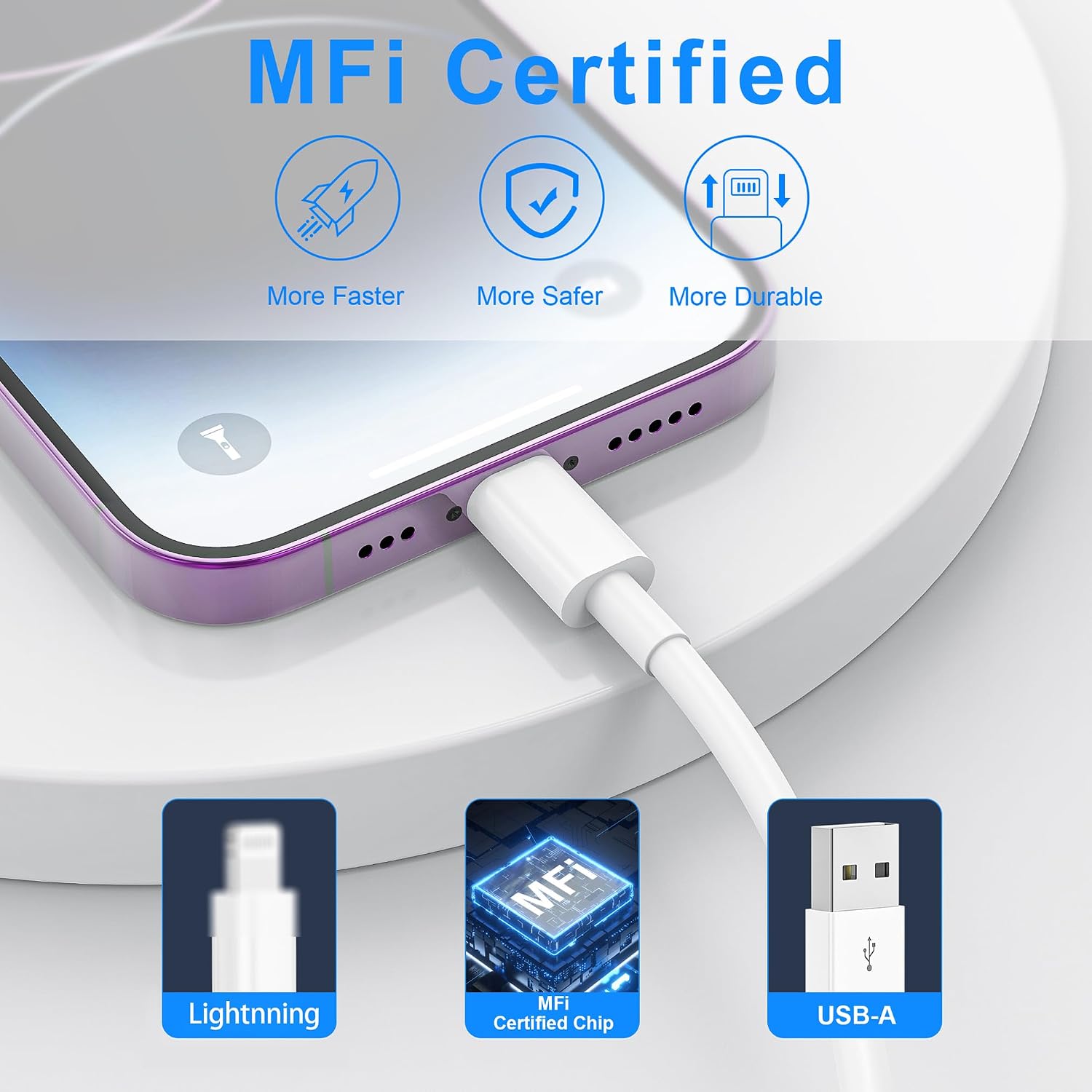 Detalle 2 de 2PACK iPhone Lightning Cable 6FT
