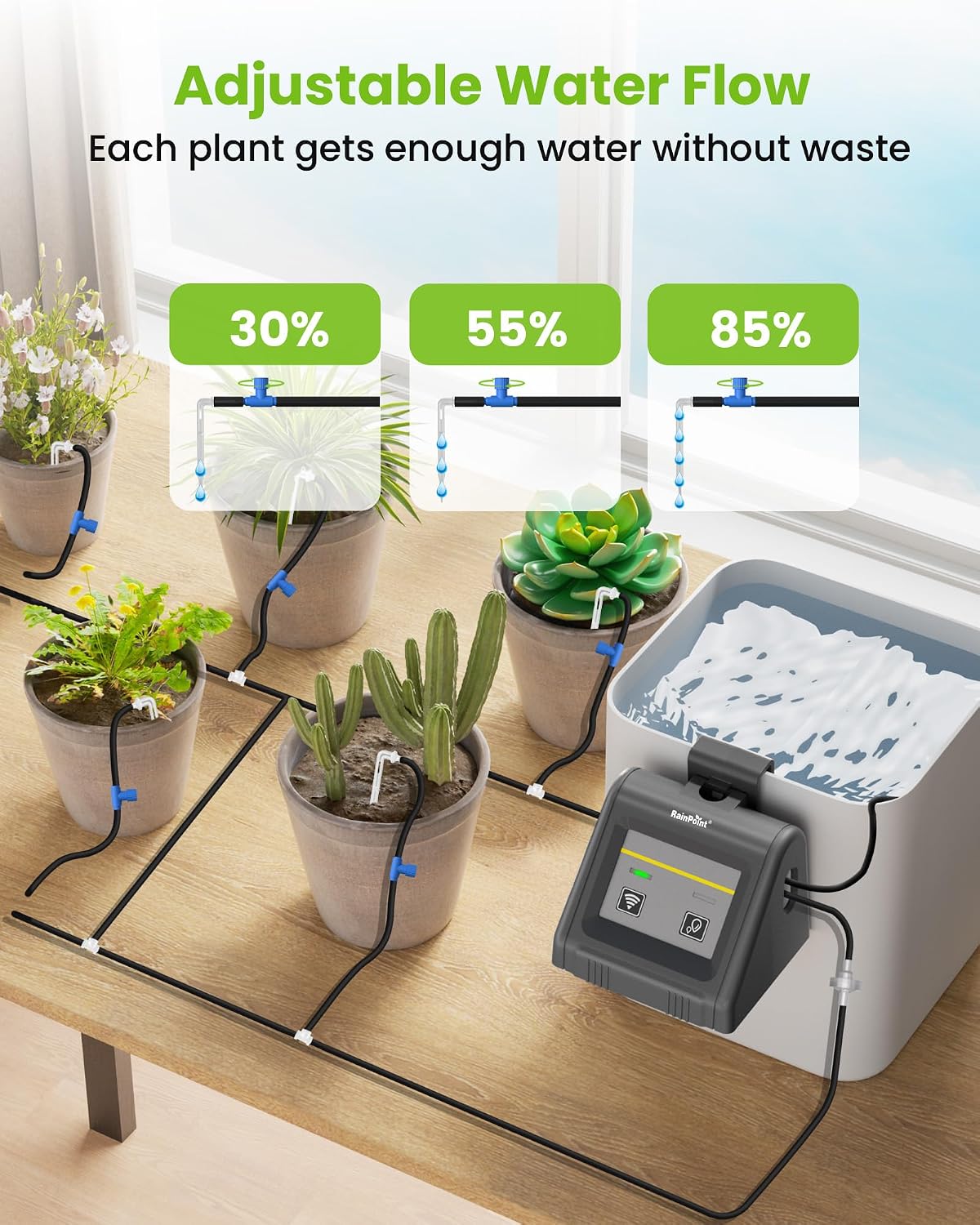 Detalle de RAINPOINT WiFi Automatic Watering System for 10 Potted Plants