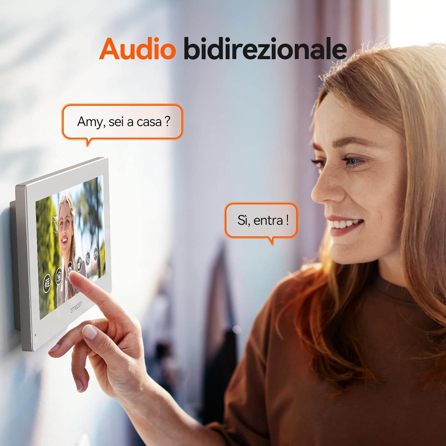 Detalle 2 de TMEZON Y73 Videocitofono Smart WiFi 2 Fili 7" TFT + Campanello IP65 con Telecamera 1080P – RFID, Movimento Umano, Controllo Remoto