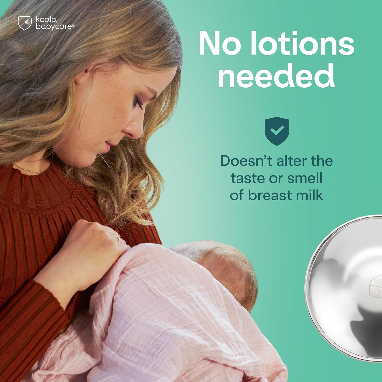 Detalle de Koala Babycare Silver Nipple Shields (Tri-Laminate Silver) – Reusable Medical Device Nursing Breast Shields