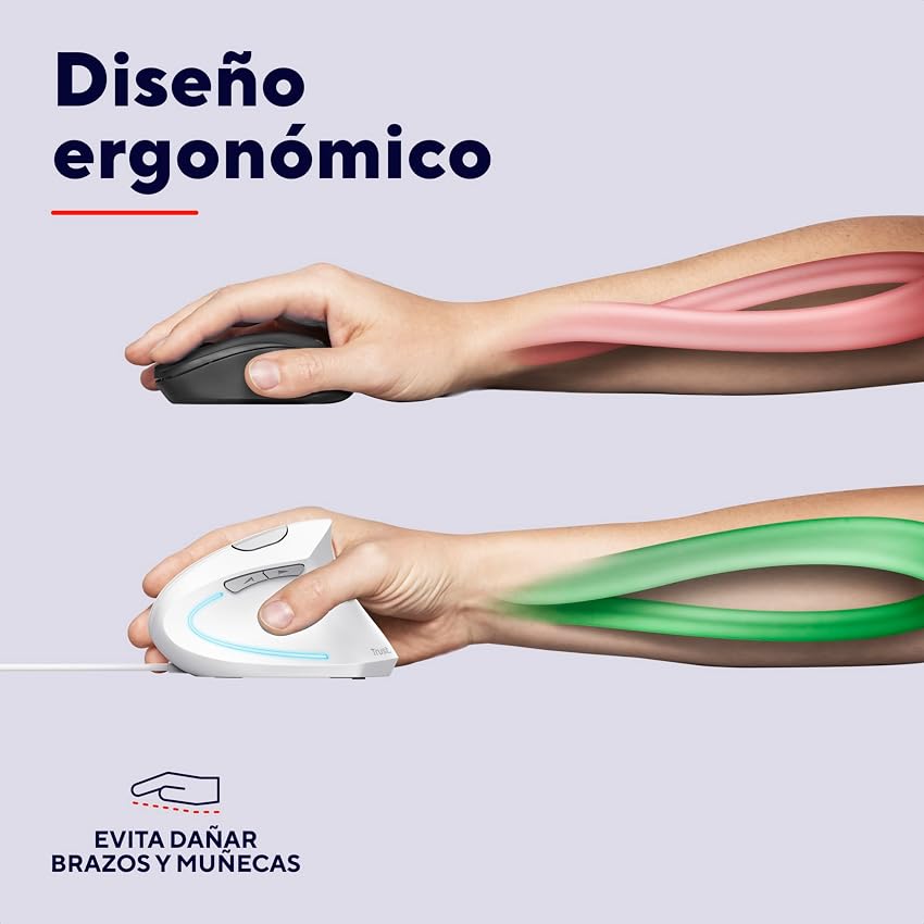Detalle de Trust Verto Ratón vertical ergonómico 1,5 m