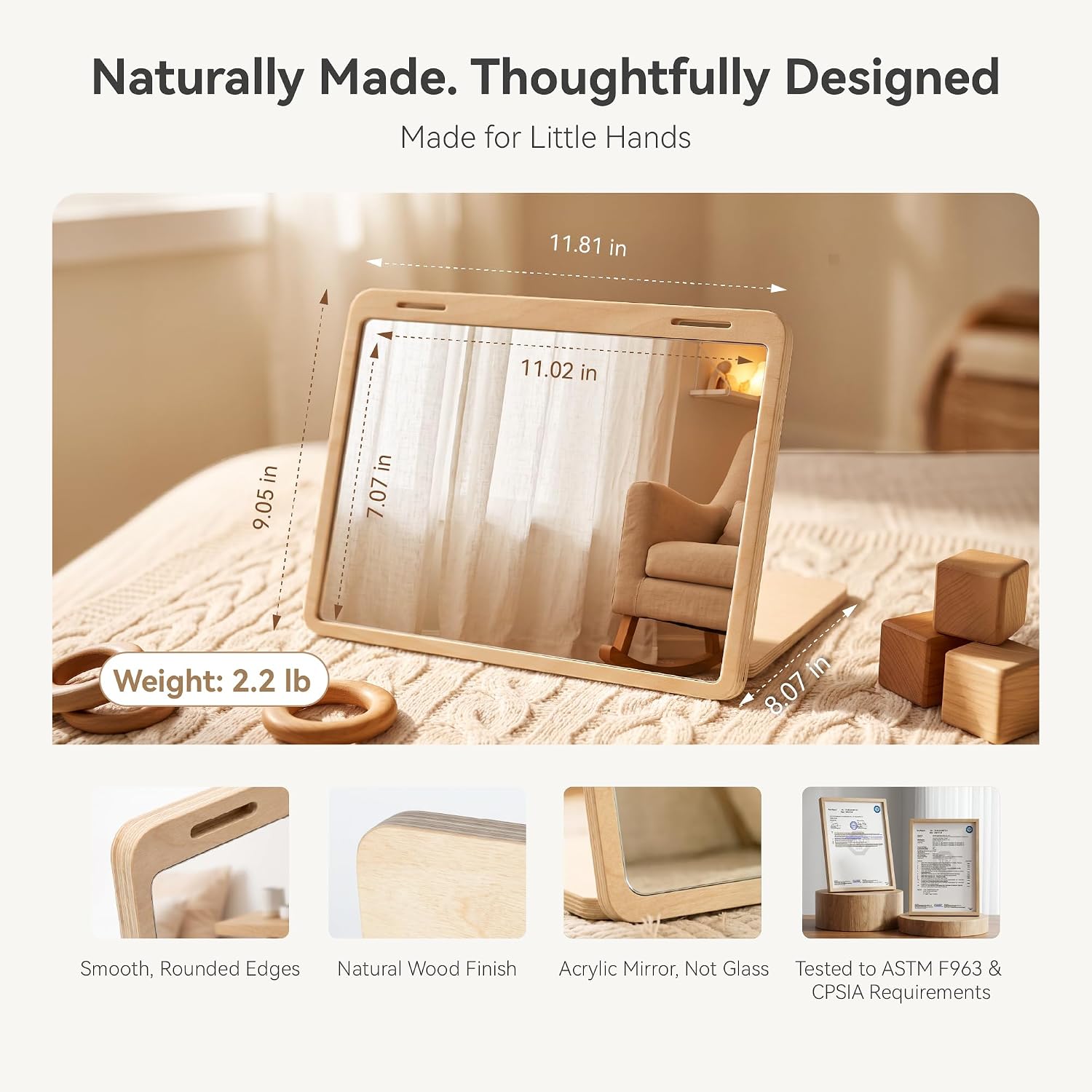 Thumbnail 6 de IEATFO Tummy Time Play Set: Adjustable Mirror, Double-Sided Cards & Montessori-Style Stand