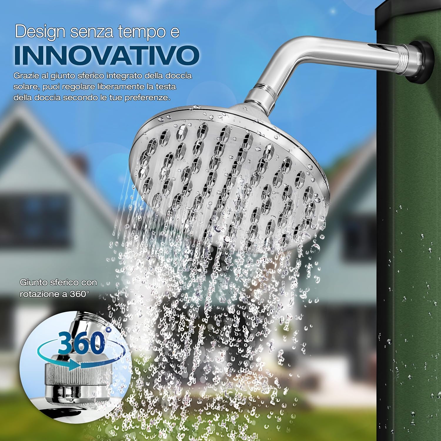 Thumbnail 4 de Tillvex Doccia Solare con Coperchio di Protezione, 35 L, Nero/Oro – Doccia da giardino a energia solare