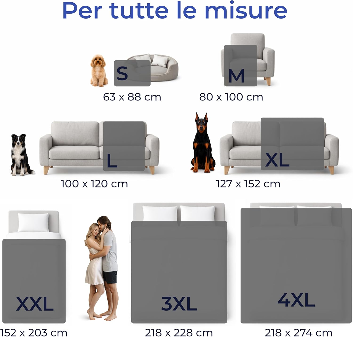 Thumbnail 4 de Dreamzie Coperta Impermeabile 218x274 cm (Cerata letto matrimoniale) reversibile e lavabile in lavatrice, grigio scuro