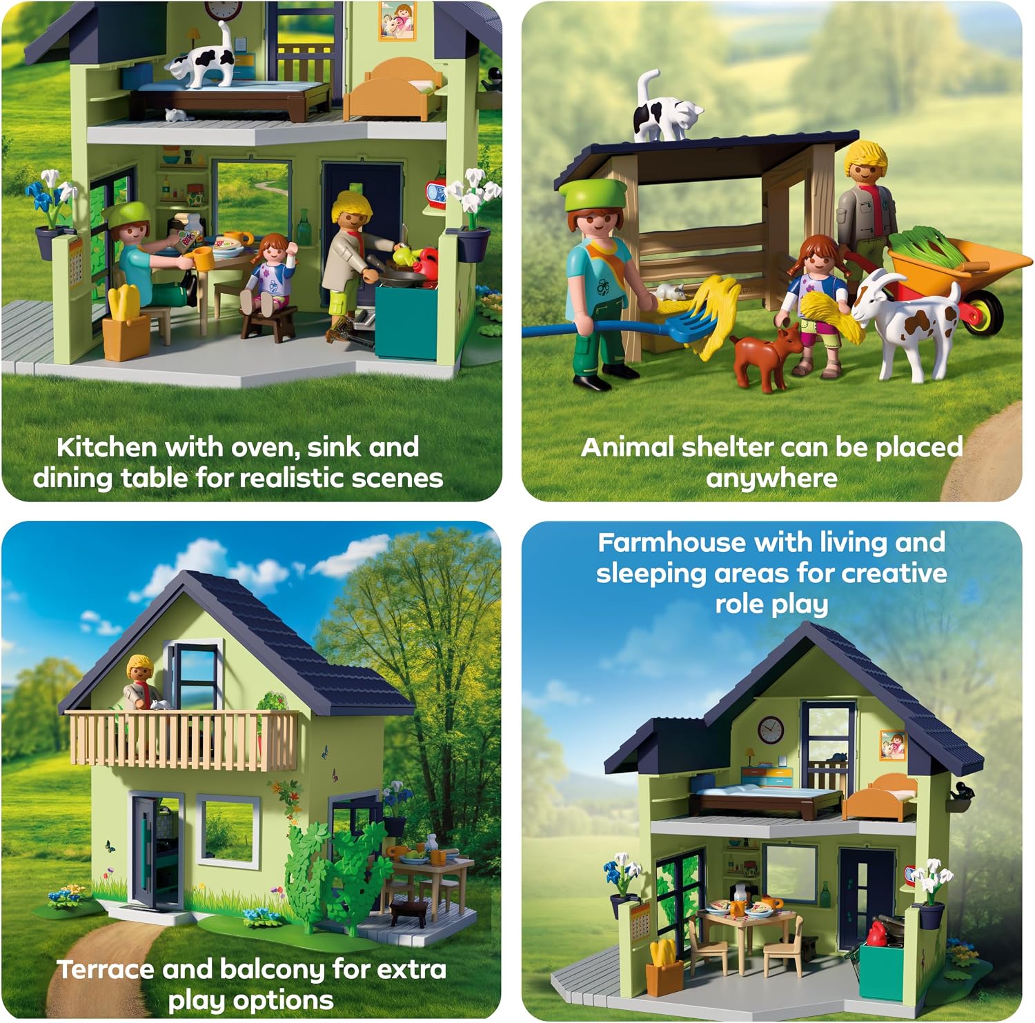 Thumbnail 4 de PLAYMOBIL 72162 Country Farmhouse with Balcony, Kitchen and Animal Shelter
