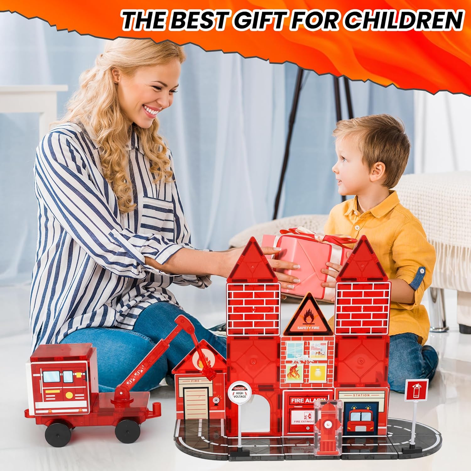 Thumbnail 6 de Magnetic Tiles Road Set with Fire Truck — Creative STEM Building Toys for 3–12 Year Olds