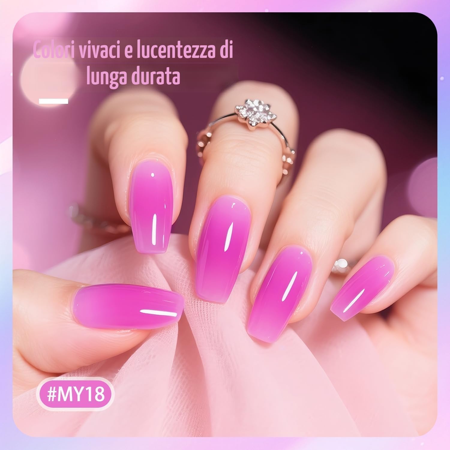 Detalle 2 de JODSONE Set Smalto Jelly: 10 Colori con Base e Top Coat, asciugatura rapida e lucentezza alta