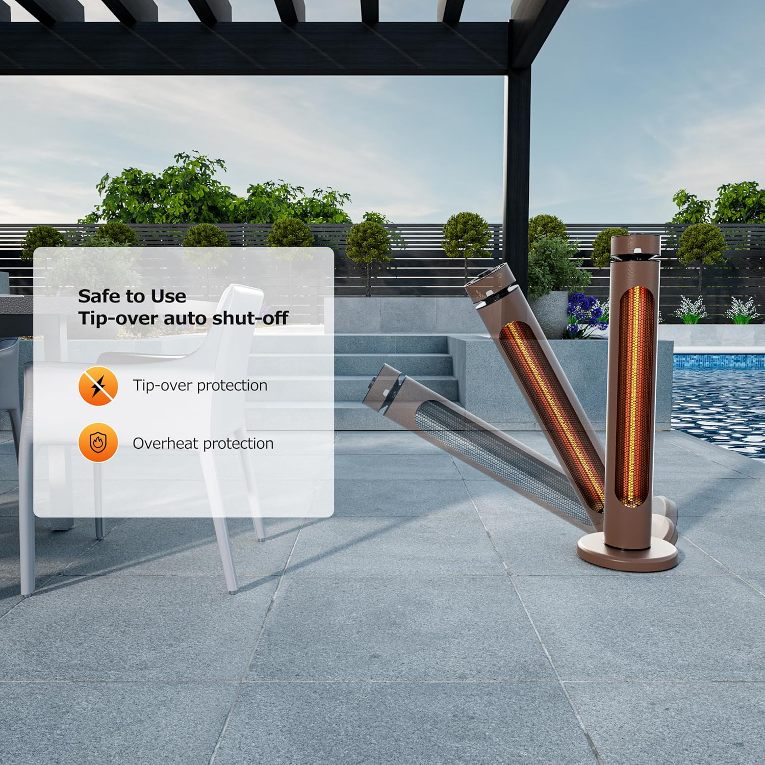 Thumbnail 4 de Portable Infrared Patio Heater 1500W with 8 Levels