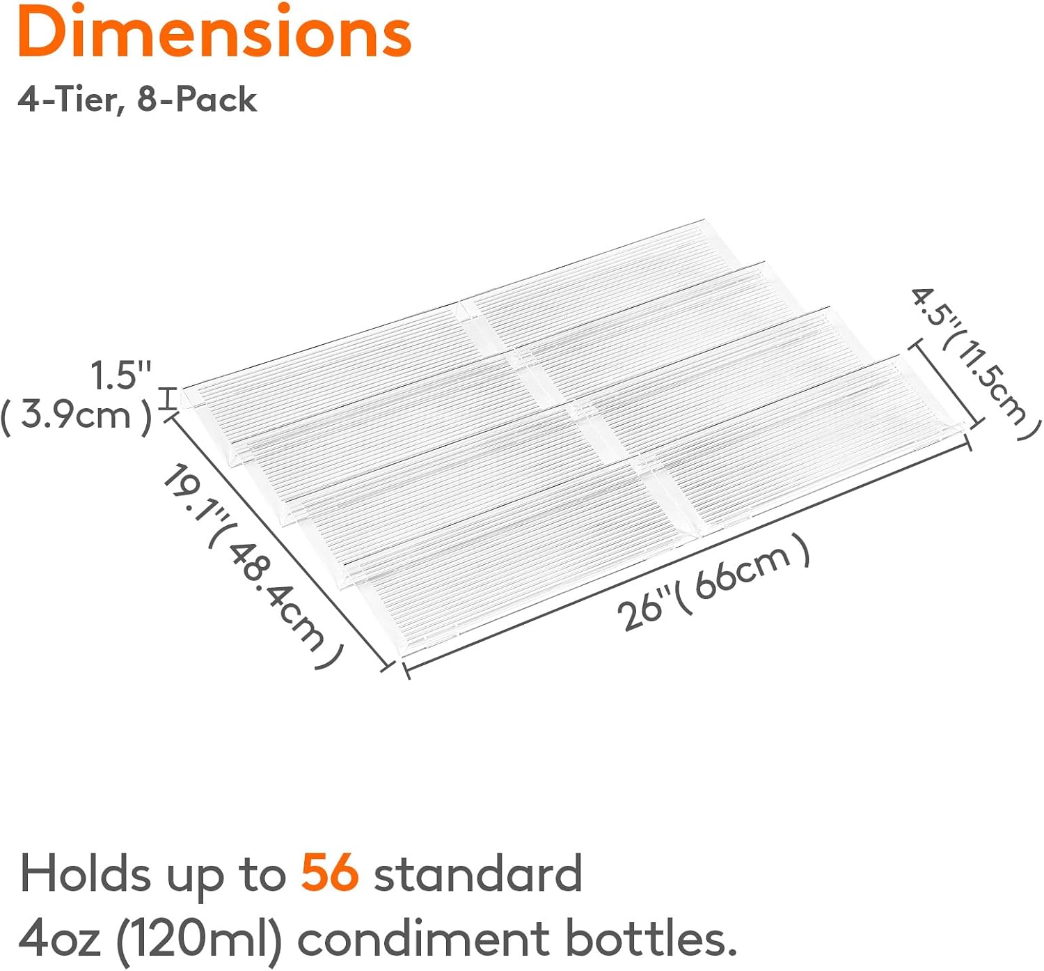 Detalle 2 de Lifewit 22025 Spice Drawer Organiser, Adjustable Four-Tier Rack, Set of 8