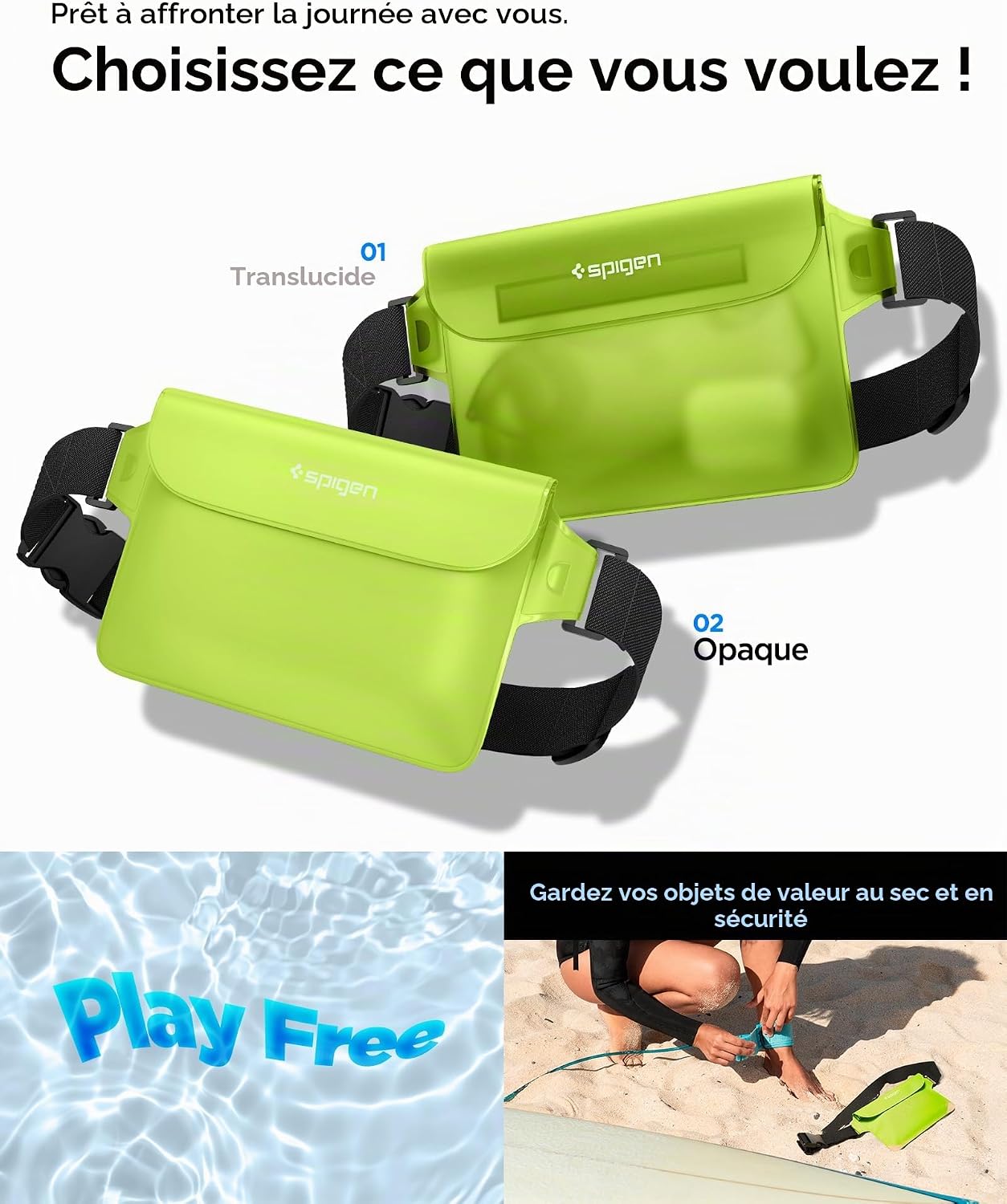 Detalle 2 de Spigen Aqua Shield, lot de 2 sacs IPX8, vert cactus