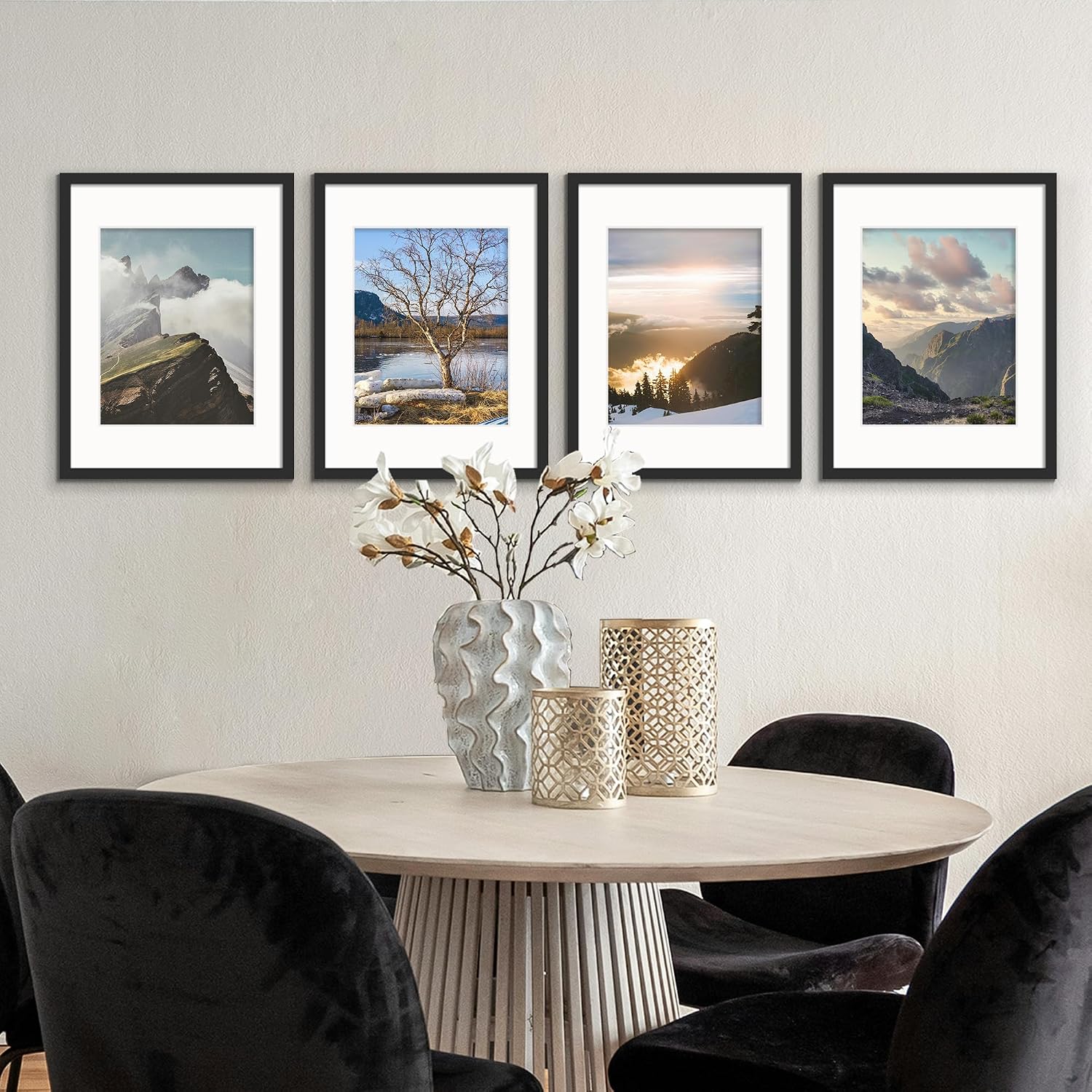 Detalle de Tinkeps 4 Pack 30x40 Black Picture Frames (engineered wood & plexiglass) with A4 mount