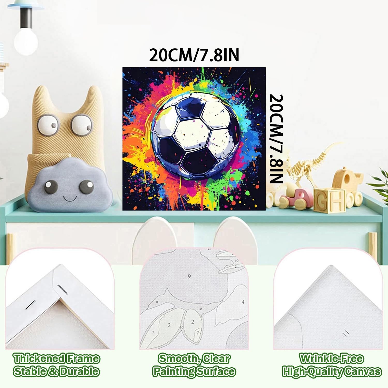 Detalle 2 de WEMEON Football Paint by Numbers 10x10 inch