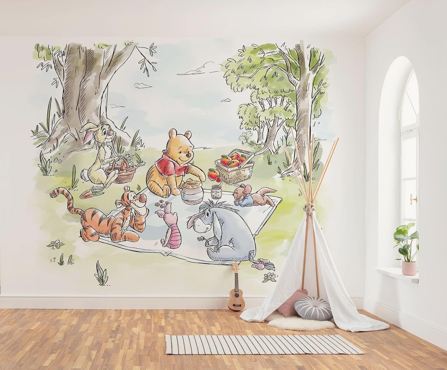 Detalle de Komar Disney Kubuś Puchatek Nice for Picnics – fototapeta 300 × 250 cm