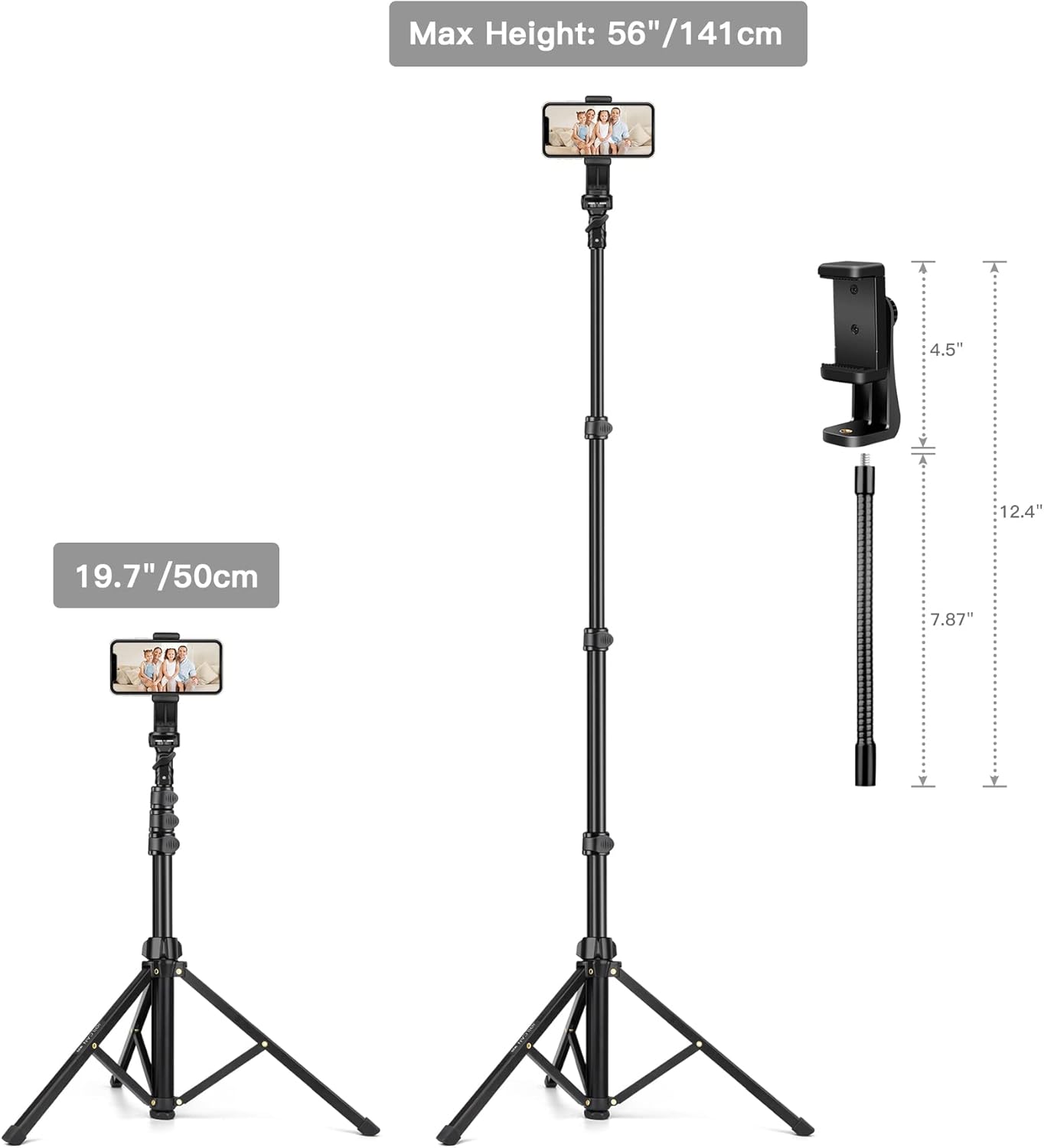 Detalle 2 de JOILCAN 68" Phone Tripod with Overhead Gooseneck & Remote Control for Smartphones