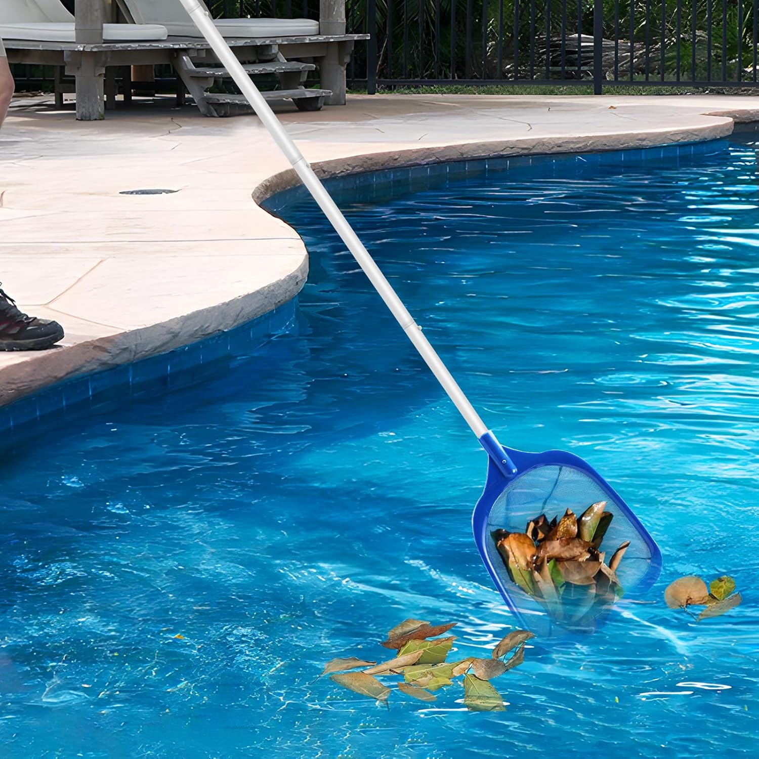 Thumbnail 6 de Jsdoin Pool Kescher (Teichkescher) 161 cm mit Teleskopstange, feines Kescher-Netz – für Pool, Teiche & Whirlpool