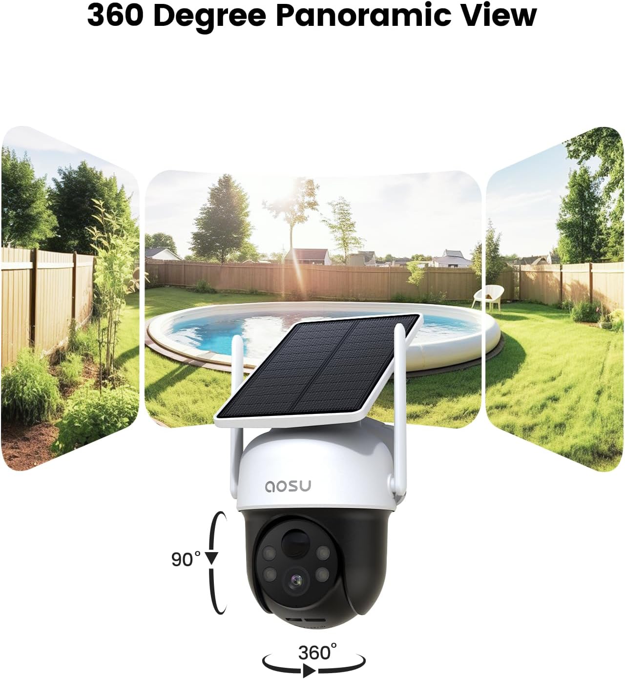 Thumbnail 2 de AOSU 2-Pack Solar Security Camera Outdoor Wireless: 2K/3MP, 360° Surveillance with Auto-Tracking