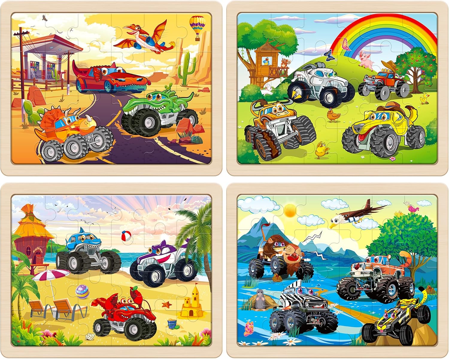 Detalle 2 de SYNARRY Large Wooden Monster Truck Puzzle 11.8x8.8 in