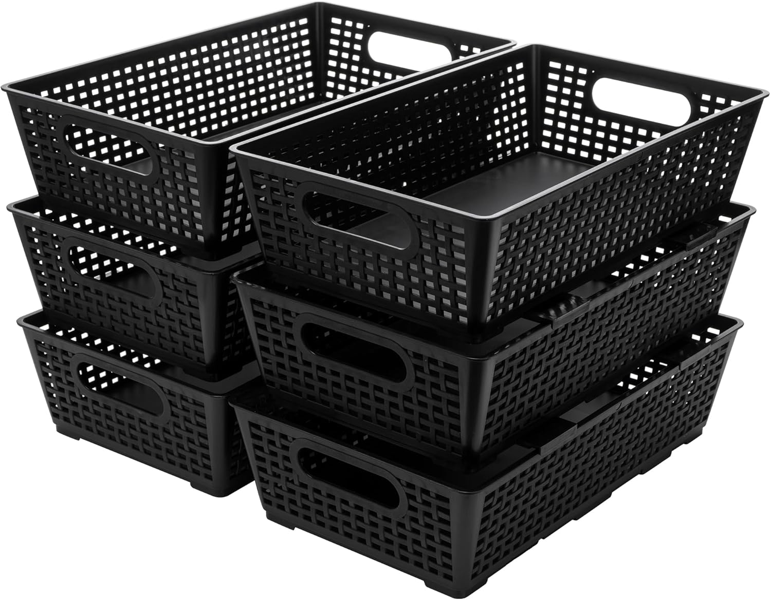 Tiawudi Stackable Woven Plastic Baskets 14.7in