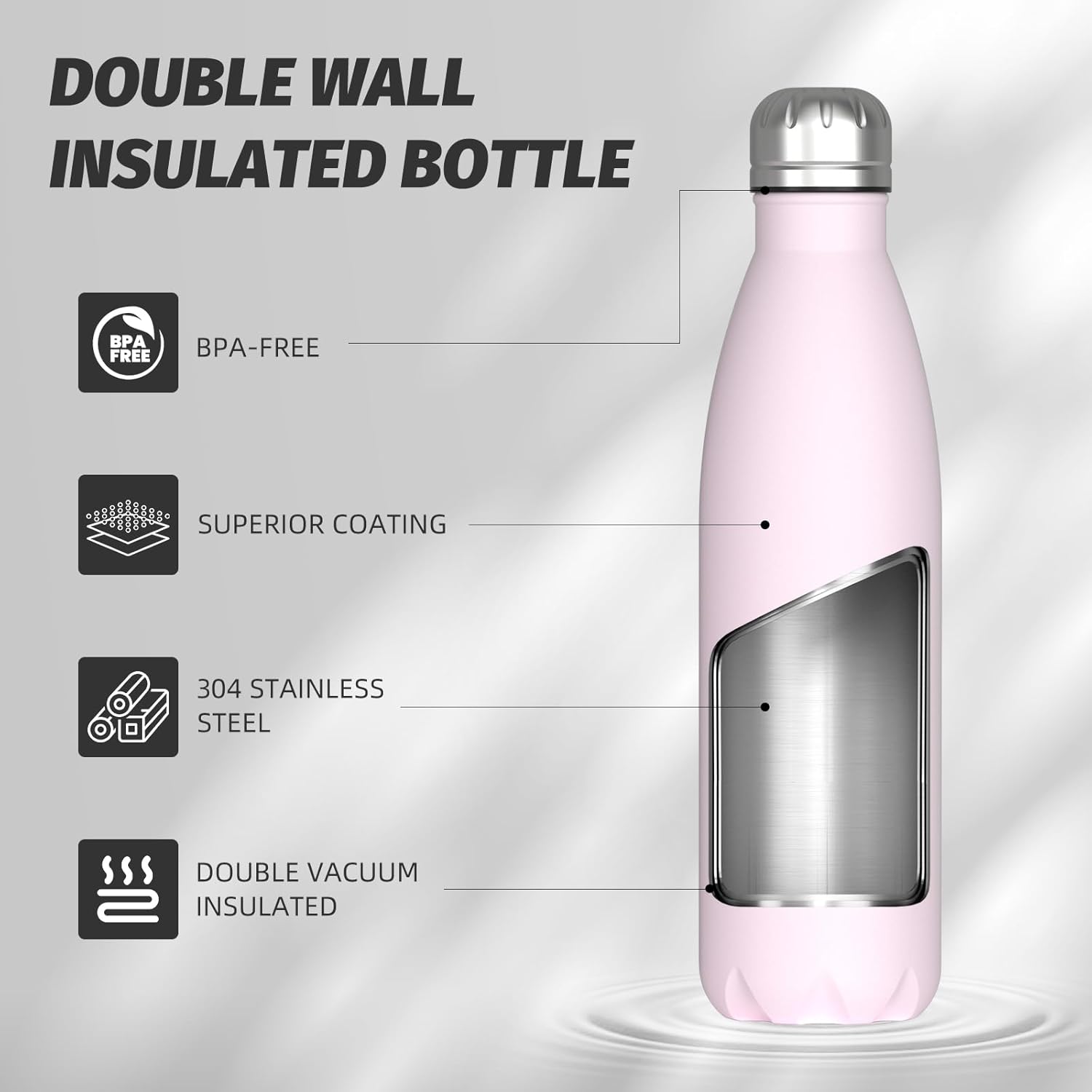 Thumbnail 3 de WATERSY Stainless Steel Insulated Bottle 500ml – Cherry Blossoms