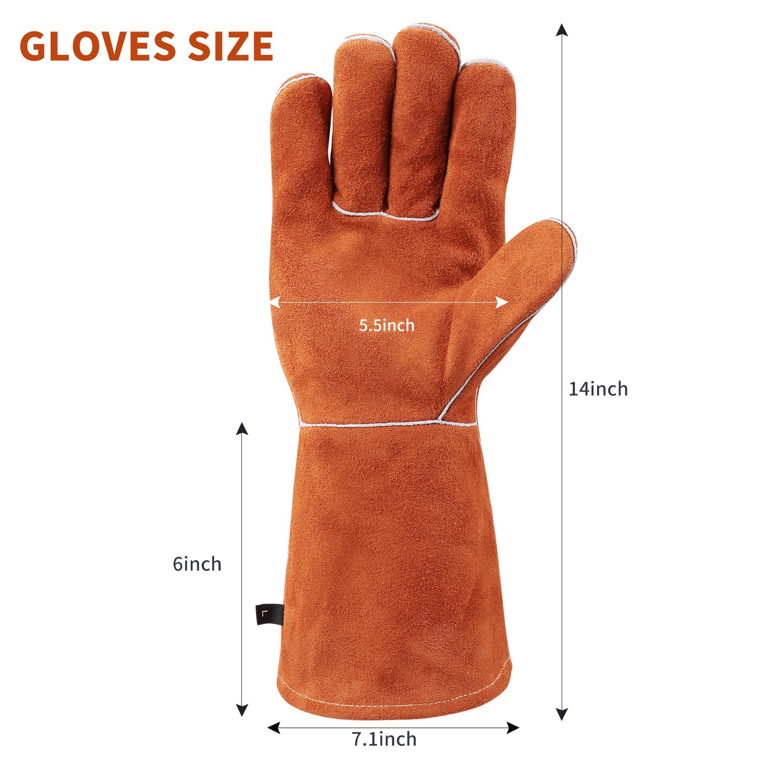 Thumbnail 5 de vclpower Fireplace Gloves 14in heat-resistant leather gloves 🧤