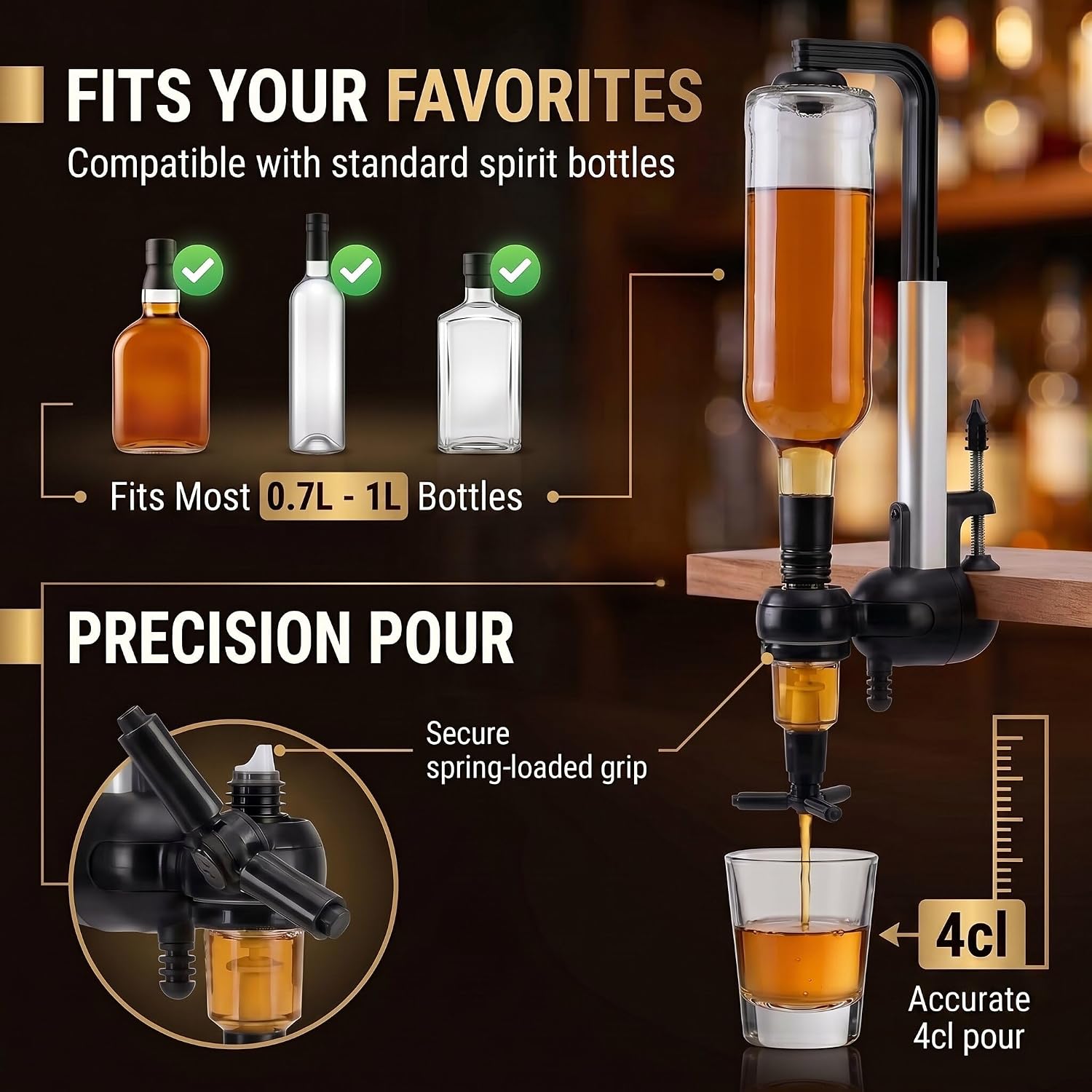 Detalle de GOODS+GADGETS BB4-M Bar Butler Spirit Dispenser, 2 cl Chrome-Plated Holder