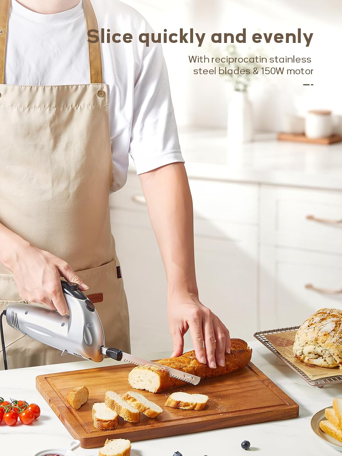 Thumbnail 3 de Yabano Electric Knife 150W with Two Stainless Steel Blades and Safety Lock