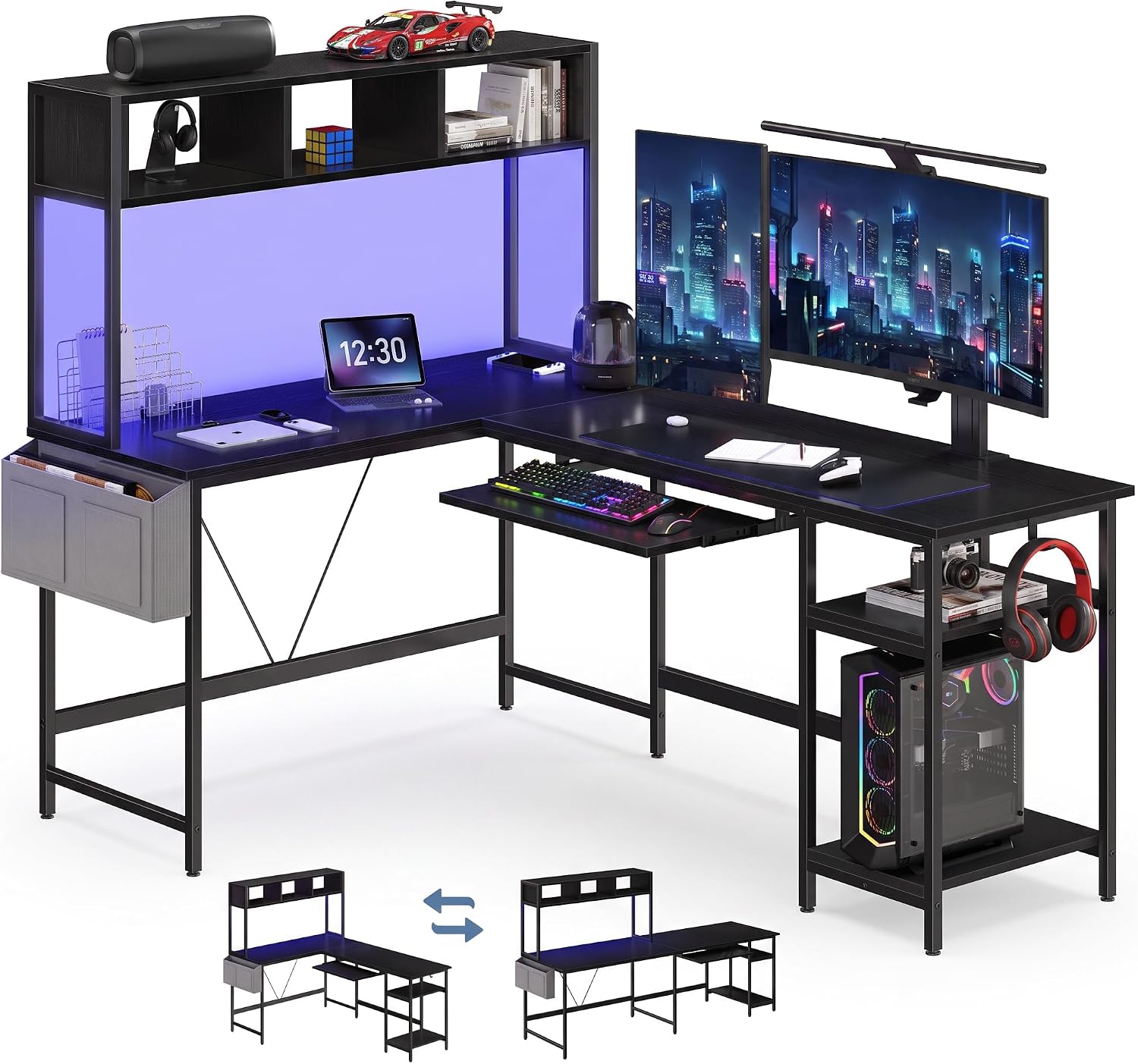 Detalle de DUMOS L-Shaped Gaming Desk, 67-Inch