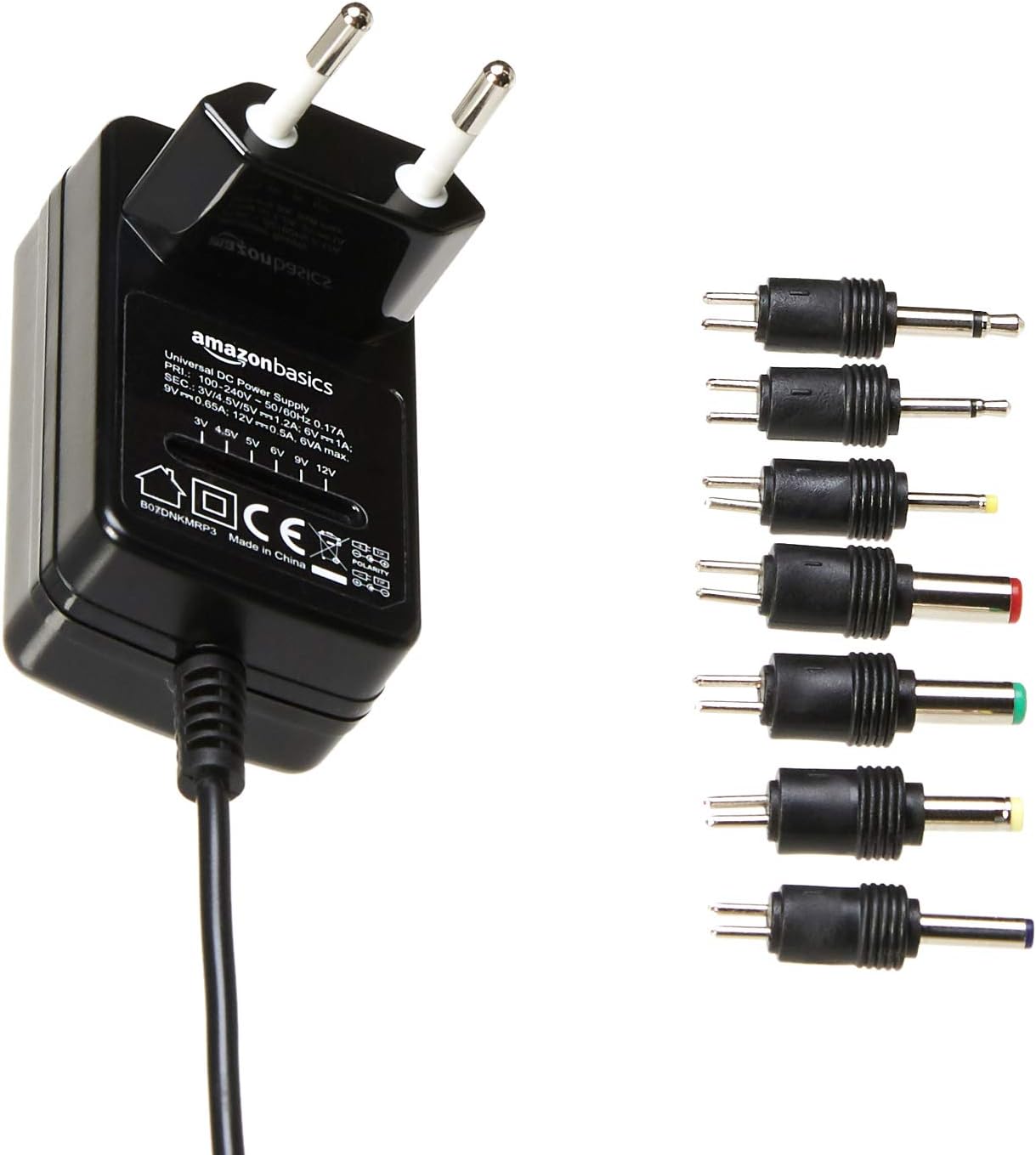 Thumbnail 1 de Amazon Basics Bloc d’Alimentation universel CC 3–12 V avec 7 embouts amovibles et polarité réversible (noir)