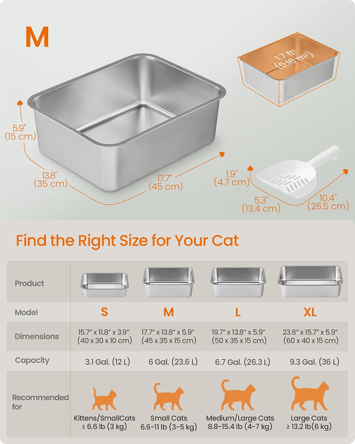 Detalle de Feandrea Stainless Steel Cat Litter Box