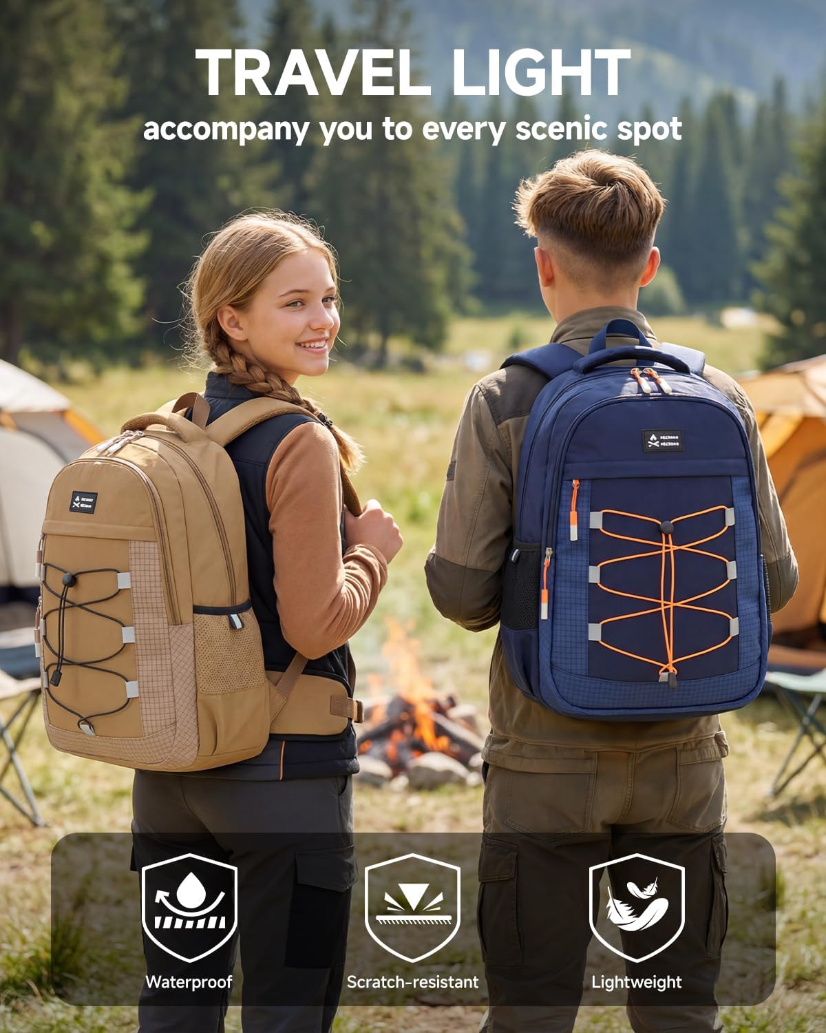 Detalle de Amythe Zaino Outdoor 21L per Ragazzi e Ragazze: leggerezza, comfort e visibilità per trekking e campeggio