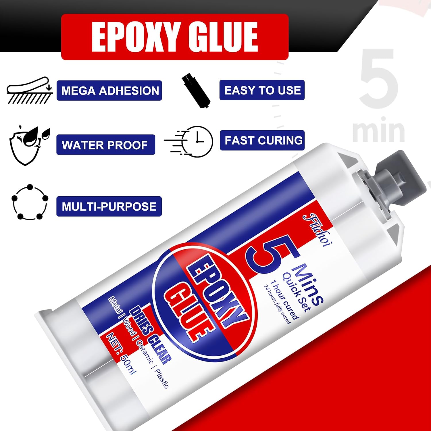 Thumbnail 2 de Fuchoi CF06de 2K-epoxylijm, transparant, 100 ml, waterdicht