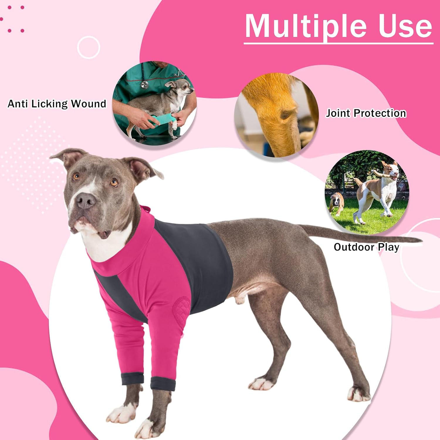Detalle 2 de LeLePet Dog Body Suit After Surgery – Rose Red, XL