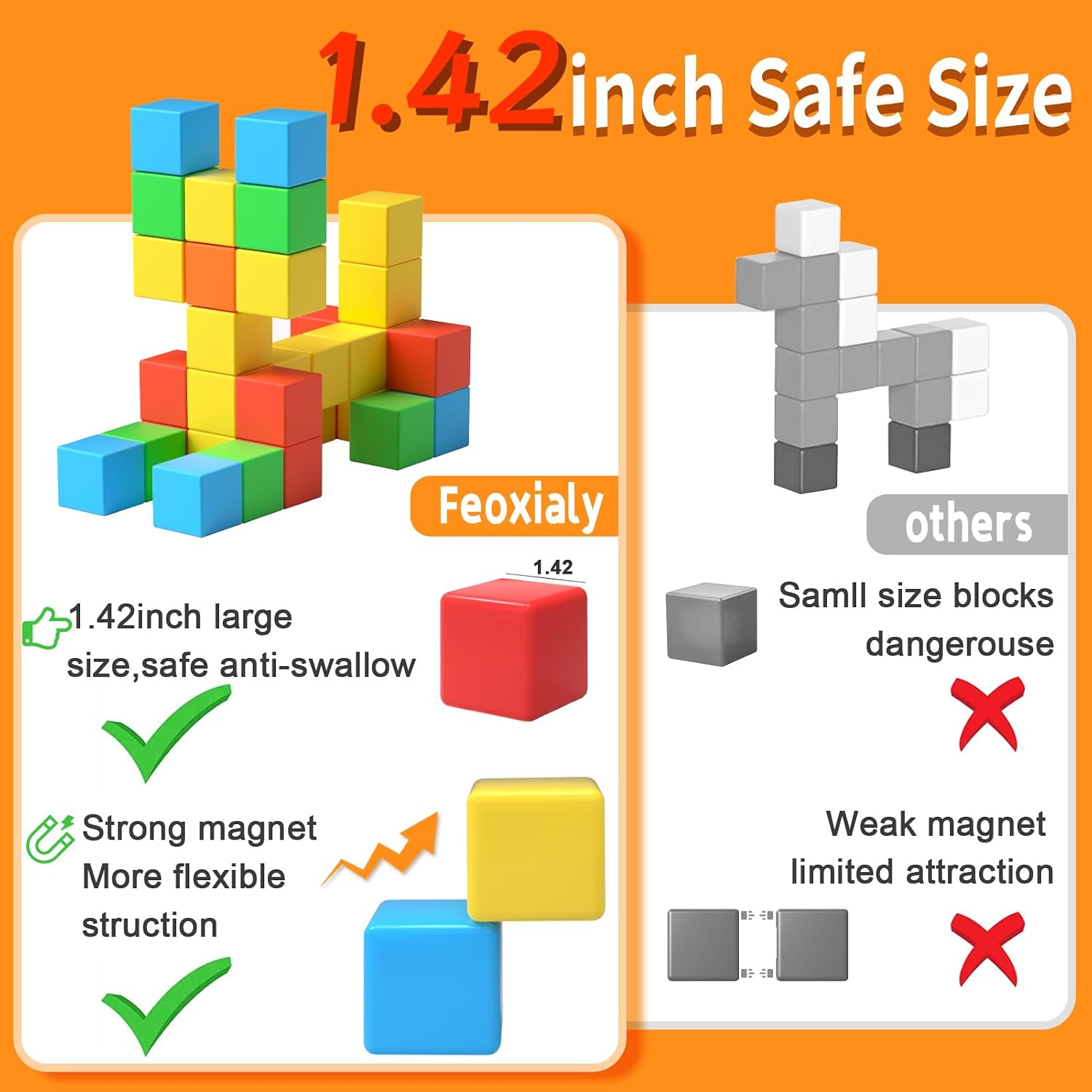 Detalle 2 de Magnetic Blocks 32pcs 1.42-inch Magnetic Building Blocks 🧩